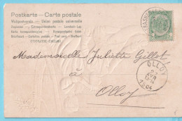 CP Oblitération étoiles FRASNES-LEZ-COUVIN 27 Avril 1904 Vers Olloy - Postmarks With Stars