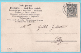 CP Oblitération étoiles FRASNES-LEZ-COUVIN  Février 1905 Vers Olloy - Sternenstempel