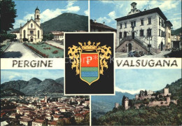 72921486 Pergine Valsugana Kirche Rathaus Panorama Burgruine Pergine - Autres & Non Classés