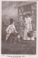 G89.  Vintage Postcard.  "Going A'milking, Sir," She Said. - Coppie