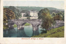 G84.  Vintage Postcard.  Chatsworth Bridge And House - Derbyshire