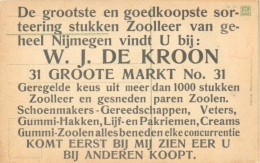 Nijmegen, Groote Markt, De Goedkoopste Stukken Zoolleer !   (met Reclame Op Adreszijde)  2 X Scan - Nijmegen