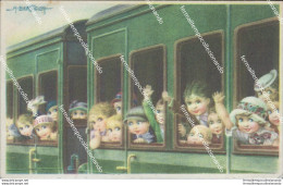 Bu63 Cartolina  Bambini Treno  Illustratore Artist Bertiglia - Autres & Non Classés