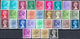 GB 1971-81 QEII Machin Definitives 34 Values MM - Unused Stamps