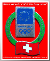 SUPER PIN'S "JEUX OLYMPIQUES" ATHENES 2004, Equipe SUISSE, émail Grand Feu Base ARGENT TMC ATHOC, 3X2,4cm - Jeux Olympiques