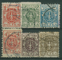 Polen 1920/22 Freimarken Wappenadler 147/52 Y Gestempelt - Gebraucht