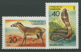 Turkmenistan 1992 Tiere Esel Kulan Kobra 2/3 Postfrisch - Turkmenistán