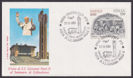 Vatican Italy 1981, Pope Paul John II At Santuario Collevalenza, Special Cover - Other & Unclassified