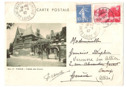Entier CP Lac Du Bois Stor G1a N11 Paris Hôtel Cluny 10c Semeuse Yv 279 Ob St Martin D Estreaux Loire Dest Suisse Réexp - Standard Postcards & Stamped On Demand (before 1995)