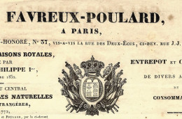 1838 RARE ENTETE Favreux Poulard Paris EAUX MINERALES FOURNISSEUR DES MAISONS ROYALES > Mme Martell Paris Rue Caumartin - 1800 – 1899