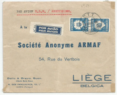 Portugal Afinsa 582 Used On KLM Air Mail To Belgium 1940 Af.CV Of Stamps Used: 96,80€ ! One Stamp Has A Short Corner. - Brieven En Documenten