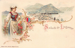 LUGANO (TI) Litografia - Saluti Da... - Ed. Künzli Frères 794 - Lugano