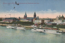 AK Mainz - Rheinansicht Mit Stadthalle Und Dom - Feldpost 1916  (69326) - Mainz