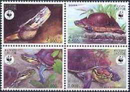 LAOS 2004 - W.W.F. Tortue De Malaysie  - 4 V. - Turtles