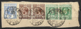 GOLD COAST.....KING GEORGE V..(1910-36.).....5 USED ON PIECE......USED....... - Côte D'Or (...-1957)