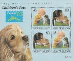 NOUVELLE ZELANDE 1993 - Pour La Santé - Chiens Et Chats Surchargé Taipei 93 - BF - Hauskatzen