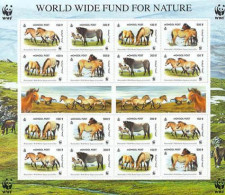 MONGOLIE 2000 - WWF - Chevaux Sauvages - Feuillet  - Unused Stamps
