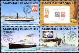 MARSHALL 1989 - Centenaire De La Poste - 4 V. - Navires Et T/T - Schiffe