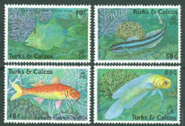 TURKS & CAICOS 1990 - Poissons II - 4 V. (balistes Vetula) - Fishes