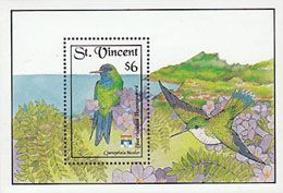 ST VINCENT 1992 - Genova - Oiseaux-mouche - BF 3 - Cyanophala Bicolor - Segler & Kolibris