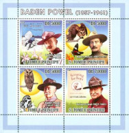 S.TOME E PRINCIPE 2008 - Scouts- Baden Powel-papillons-rapaces - 4 V. - Unused Stamps