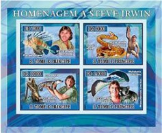 S.TOME E PRINCIPE 2007 -  Steve Irwin - Faune-poissons-reptiles - Feuillet - Vissen