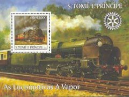 S.TOME E PRINCIPE 2004 - Locomotives à Vapeur - Rotary - BF - Rotary, Club Leones