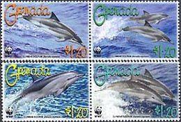 GRENADA 2007 - W.W.F. - Dauphin Clymene - 4 V. - Dolphins