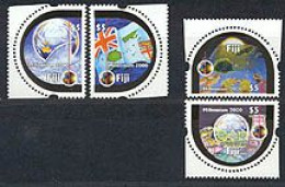 FIDJI 2000 - Millénaire - Drapeau-carte-île 4 V. - Fiji (1970-...)