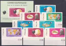 Paraguay 1966, Italy In Space, Leonardo, Balbo, Satellite, 8val +BF IMPERFORATED - Paraguay