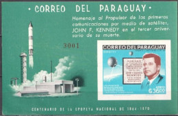 Paraguay 1966, Space, Kennedy, BF IMPERFORATED - South America