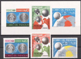 Paraguay 1968, Event, Space, Olympic Games In Mexico, 3val+BF - Amérique Du Sud