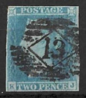 GB.....QUEEN VICTORIA..(1837-01..).." 1841.."...LINE ENGRAVED......2d BLUE..,....ALMOST 4  MARGIN......USED..... - Oblitérés