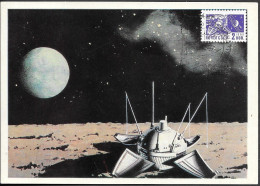 Soviet Space Maxi Card 1972. Moon Probe "Luna 9" Lunar Landing. Cosmonautics Day - Rusia & URSS