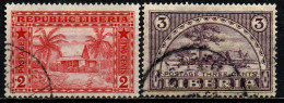 LIBERIA - 1915 - CASA LIBERIANA E PORTO DI MONROVIA - USATI - Liberia