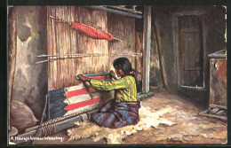 AK Navajo Woman Weaving, Indianer  - Indianer