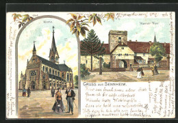 Lithographie Sennheim, L'Église, Thanner Thor  - Thann