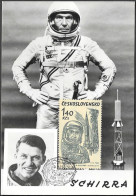 Czechoslovakia Space Maxi Card 1964 First Day. Astronaut Schirra "Mercury - Atlas 8" - Europe