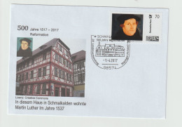 Germany Cover Franked W/Briefmarke Individuell Martin Luther Posted Schmalkalden 2017 500 Jahre Reformation. Postal Weig - Christianisme