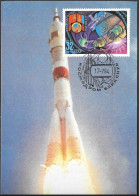 Soviet Space Maxi Card 1984. "Soyuz T-12" Launch. Baikonur Cosmodrome - Russie & URSS