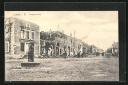 CPA Audun L. R., Hauptstrasse, Vue De La Rue Avec Détruites Haus Et Fontaine  - Other & Unclassified