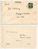 Germany 1940 Cover & Engagement Announcement; Dudweiler (Saar) To Schiplage; 6pf. Hindenburg - Brieven En Documenten