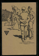 Künstler-AK Kriegsgefangene Beim Sport  - Weltkrieg 1914-18