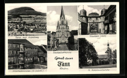 AK Tann /Rhön, Ortsansicht Mit Habelberg, Marktbrunnen, Stadtpfarrkirche, Stadttor, St. Nikolauskirche  - Rhoen