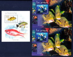 Togo,2013 & 2014- Fishes, Pesci.  Three Blocks New NH . - Fishes