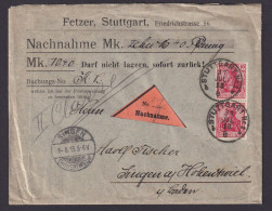 Deutsches Reich Stuttgart Nachnahme Brief MEF Germania Singen Hohentwiel - Cartas & Documentos