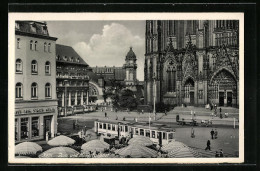 AK Köln, Dom Und Hauptbahnhof Mit Geschäften Und Strassenbahn  - Koeln