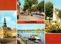 72919649 Pirna Markt Karl Marx Strasse Dampferanlegestelle Postsaeule Pirna - Pirna