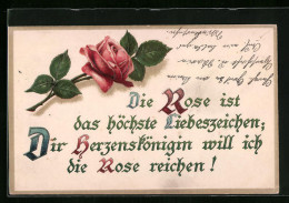 Präge-AK Die Rose Ist Das Höchste Liebeszeichen, Grüsse Mit Rosenzweig  - Andere & Zonder Classificatie