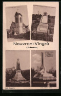 CPA Nouvron-Vingré, L`Église, La Monument Aux Morts De La Guerre  - Otros & Sin Clasificación